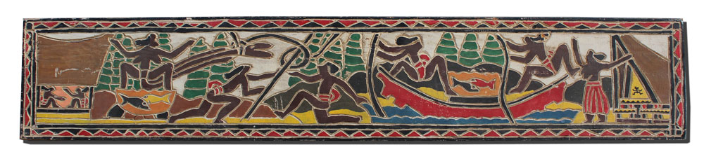 HAND CARVED AND PAINTED PANEL