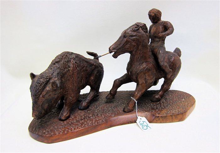 HAND CARVED MAHOGANY SCULPTURE IN