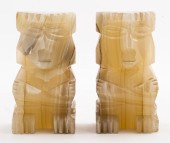 HAND-CARVED ONYX MAYAN BOOKEND