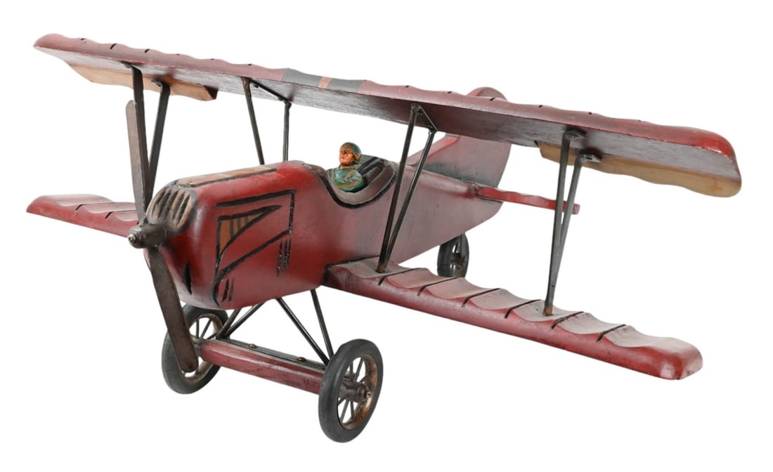HAND CARVED & PAINTED RED BARON