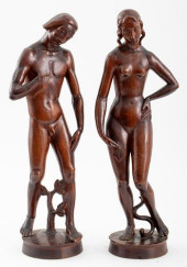 HAND-CARVED WOOD ADAM &AMP; EV
