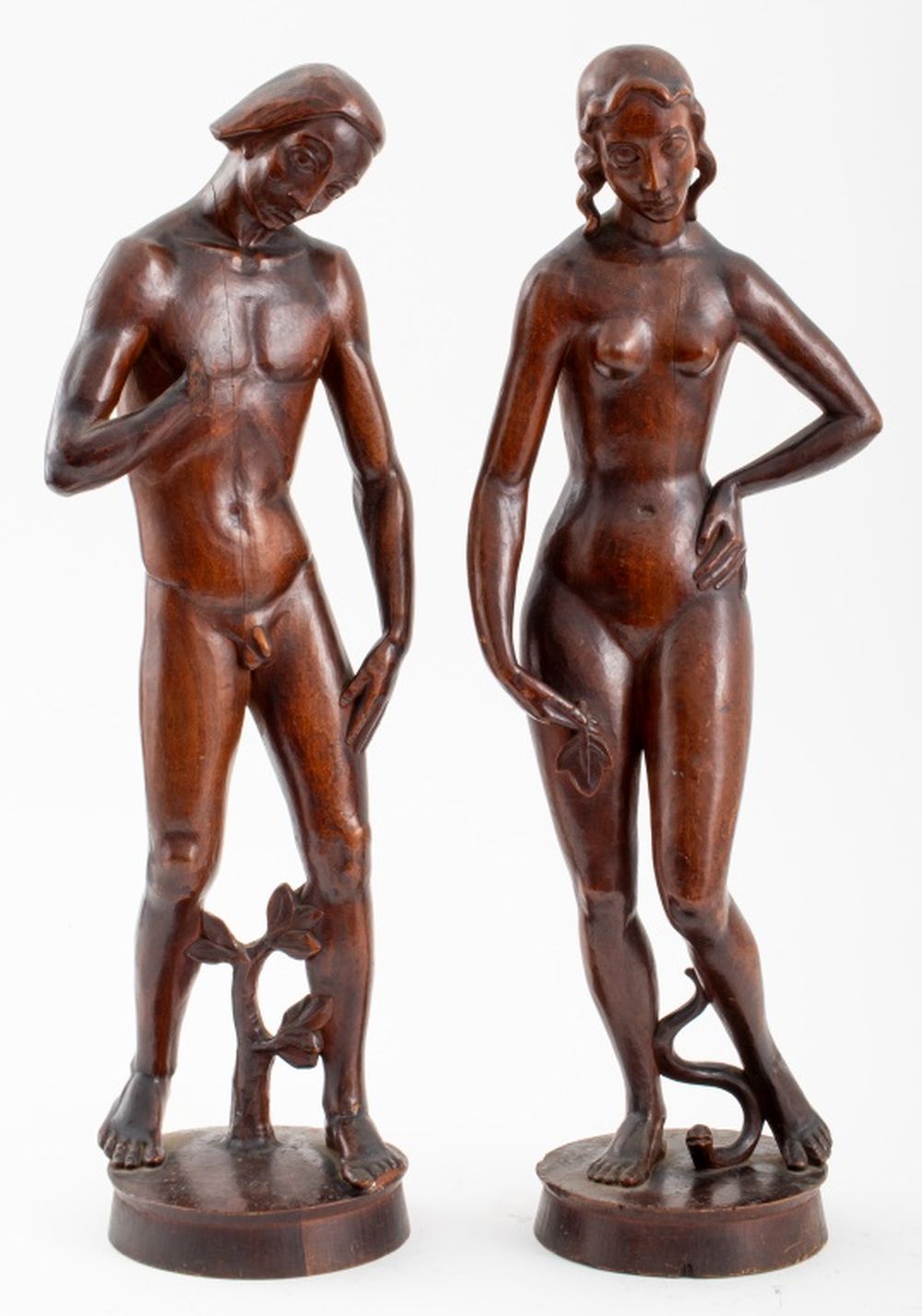 HAND-CARVED WOOD ADAM & EVE