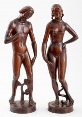 HAND-CARVED WOOD ADAM & EVE SC