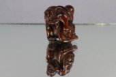 HAND CARVED WOOD NETSUKE, 3 MO