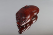 HAND CARVED WOOD NETSUKE, BUDD