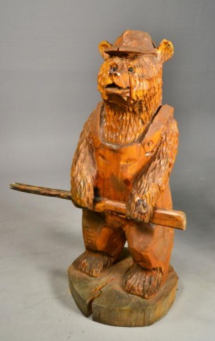 HAND CARVED WOODEN BEAR WITH