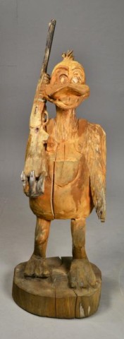 HAND CARVED WOODEN DUCK WITH