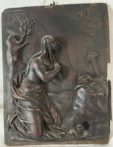 HAND CARVED WOODEN PLAQUE DEPICTING