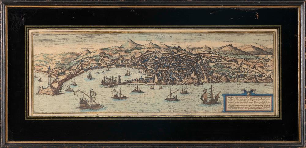 HAND-COLORED ENGRAVING OF GENOVA