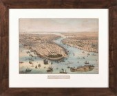 HAND-COLORED LITHOGRAPH "VUE G