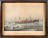 HAND-COLORED LITHOGRAPH "WRECK