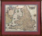 HAND-COLORED MAP OF ENGLAND AN