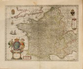 HAND COLORED MAP OF FRANCE ON