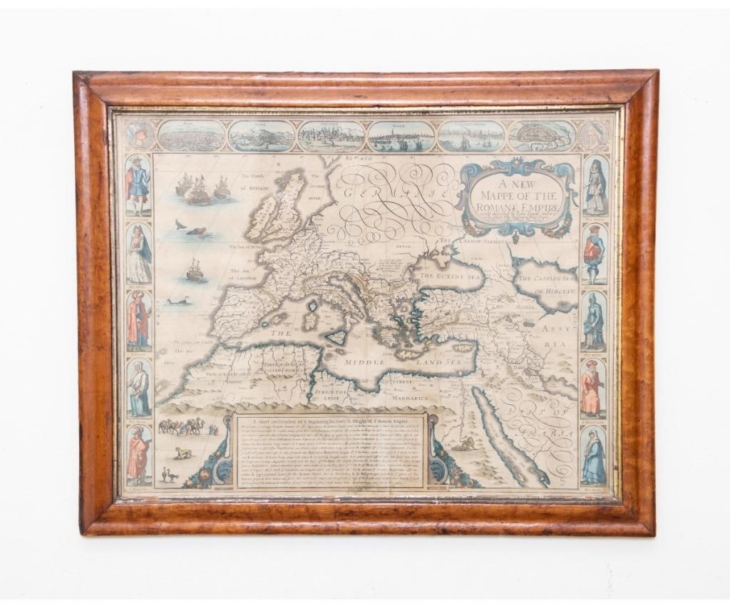 Hand colored map of the Roman