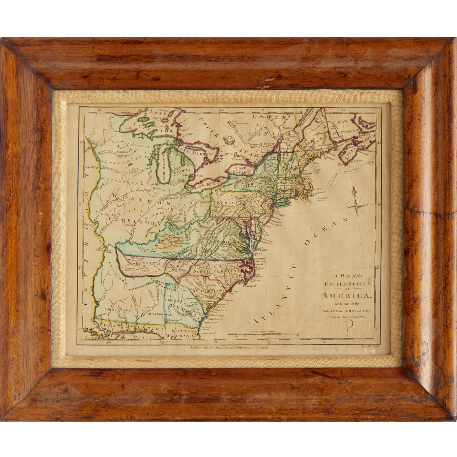 HAND-COLORED MAP OF THE UNITED