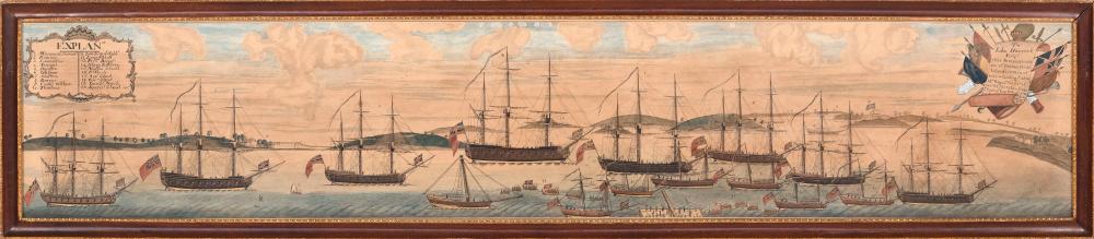 HAND-COLORED PRINT OF BOSTON HARBOR
