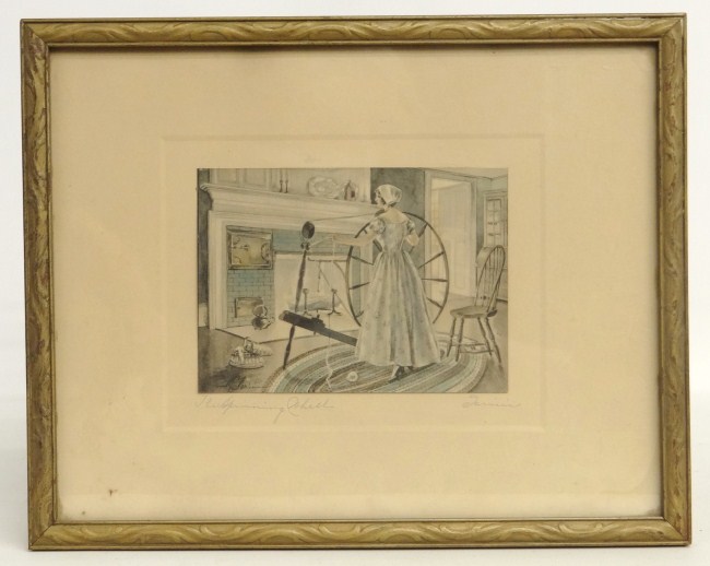 Hand colored print ''The Spinning