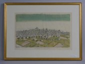 HAND COLORED VIEW OF ROME, 17T