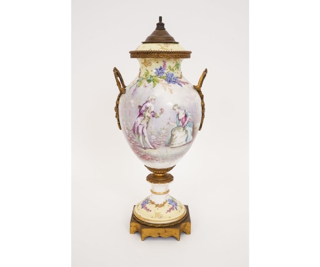 Hand decorated Sevres urn, signed