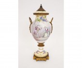 Hand decorated Sevres urn, sig