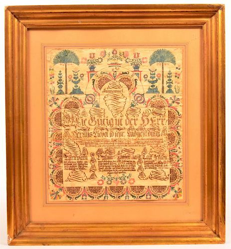 HAND DRAWN FRAKTUR BIRTH