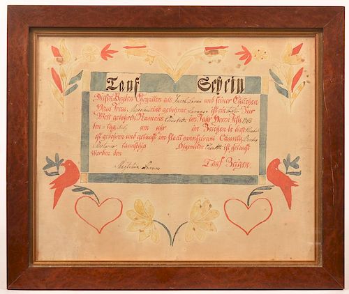 HAND DRAWN MIRROR IMAGE TAUFSCHEIN,