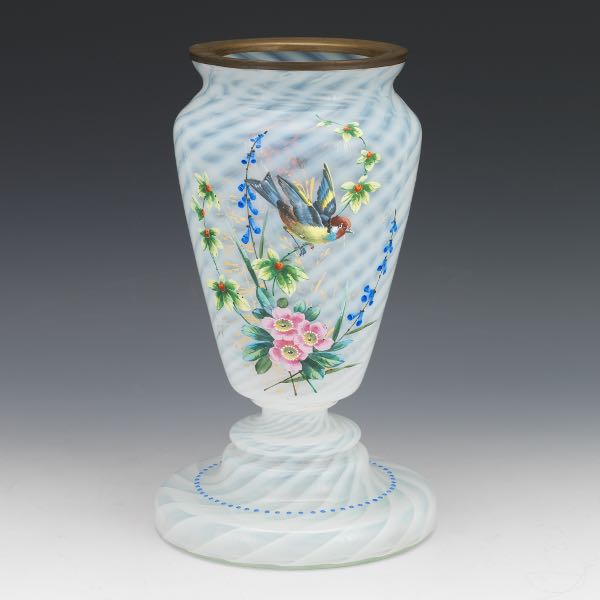 HAND-ENAMELED OPALINE GLASS VASE 11