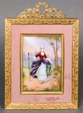 HAND-ENAMELED PORTRAIT TILE PL
