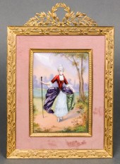 HAND-ENAMELED PORTRAIT TILE PL