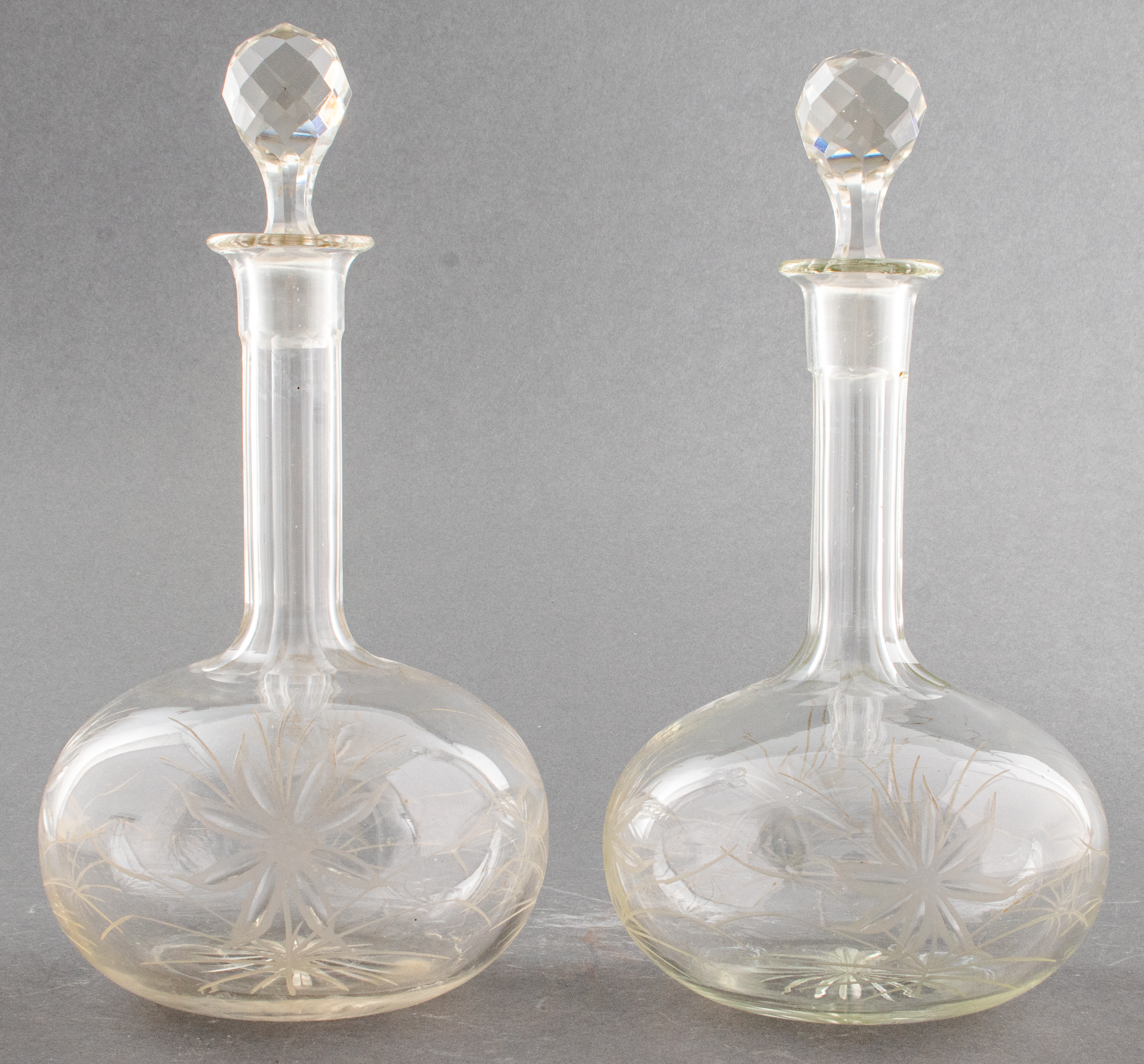 HAND ETCHED CLEAR CUT CRYSTAL