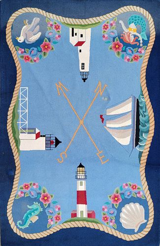 HAND HOOKED NAUTICAL RUGHand Hooked