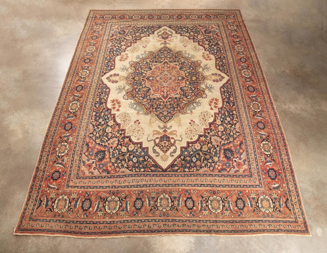 HAND KNOTTED ANTIQUE PERSIAN TABRIZ