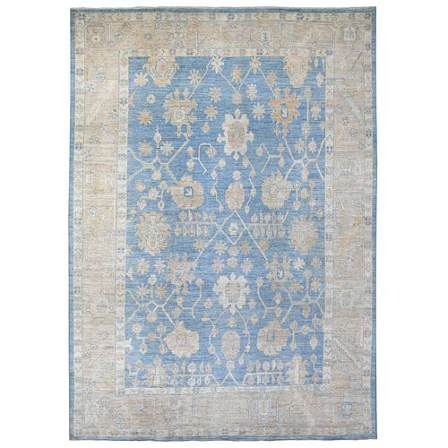 HAND KNOTTED BLUE AND CREAM