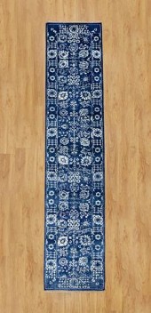HAND KNOTTED BLUE TONE ON TONE