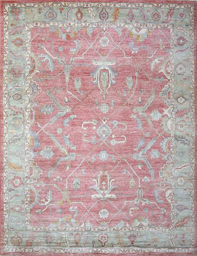 HAND KNOTTED CORAL RED ANGORA