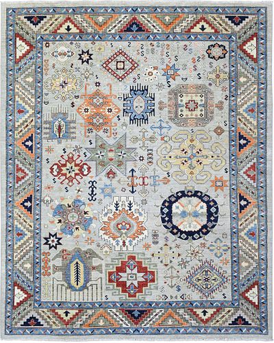 HAND KNOTTED ORGANIC WOOL ERSARI IN