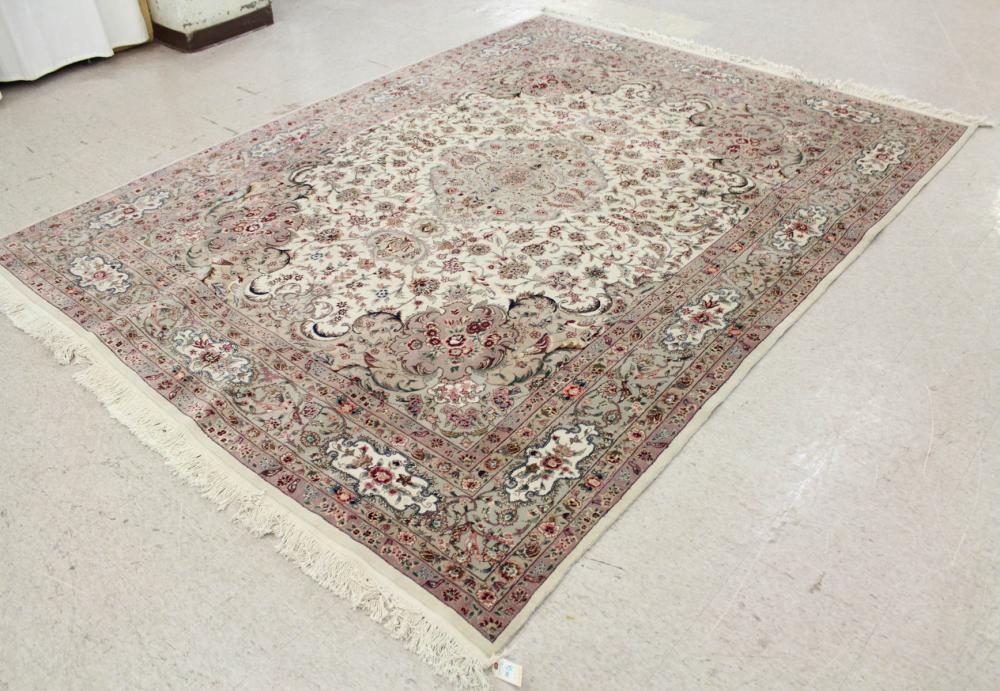 HAND KNOTTED ORIENTAL WOOL AND SILK