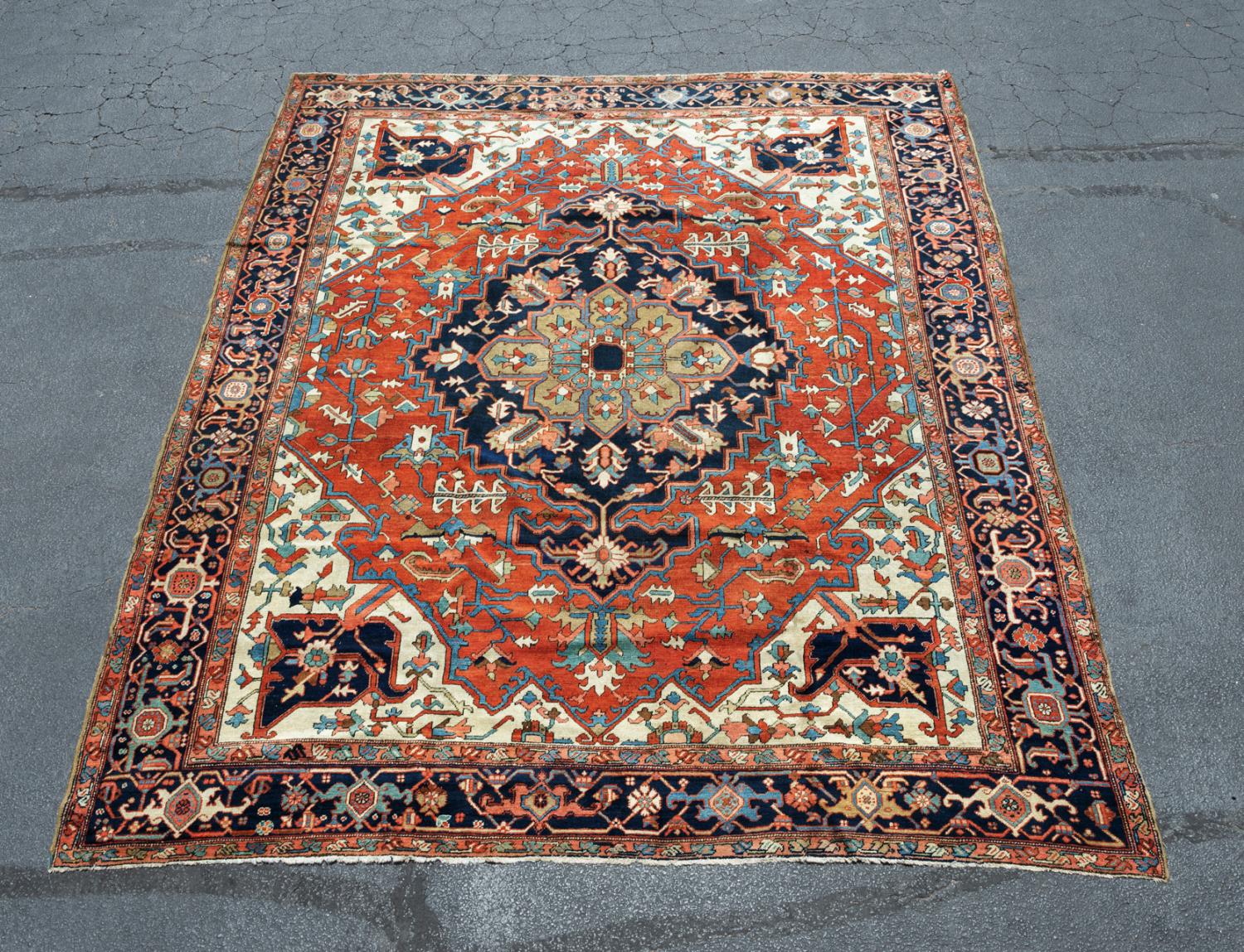 HAND KNOTTED PERSIAN HERIZ, 13 X 11