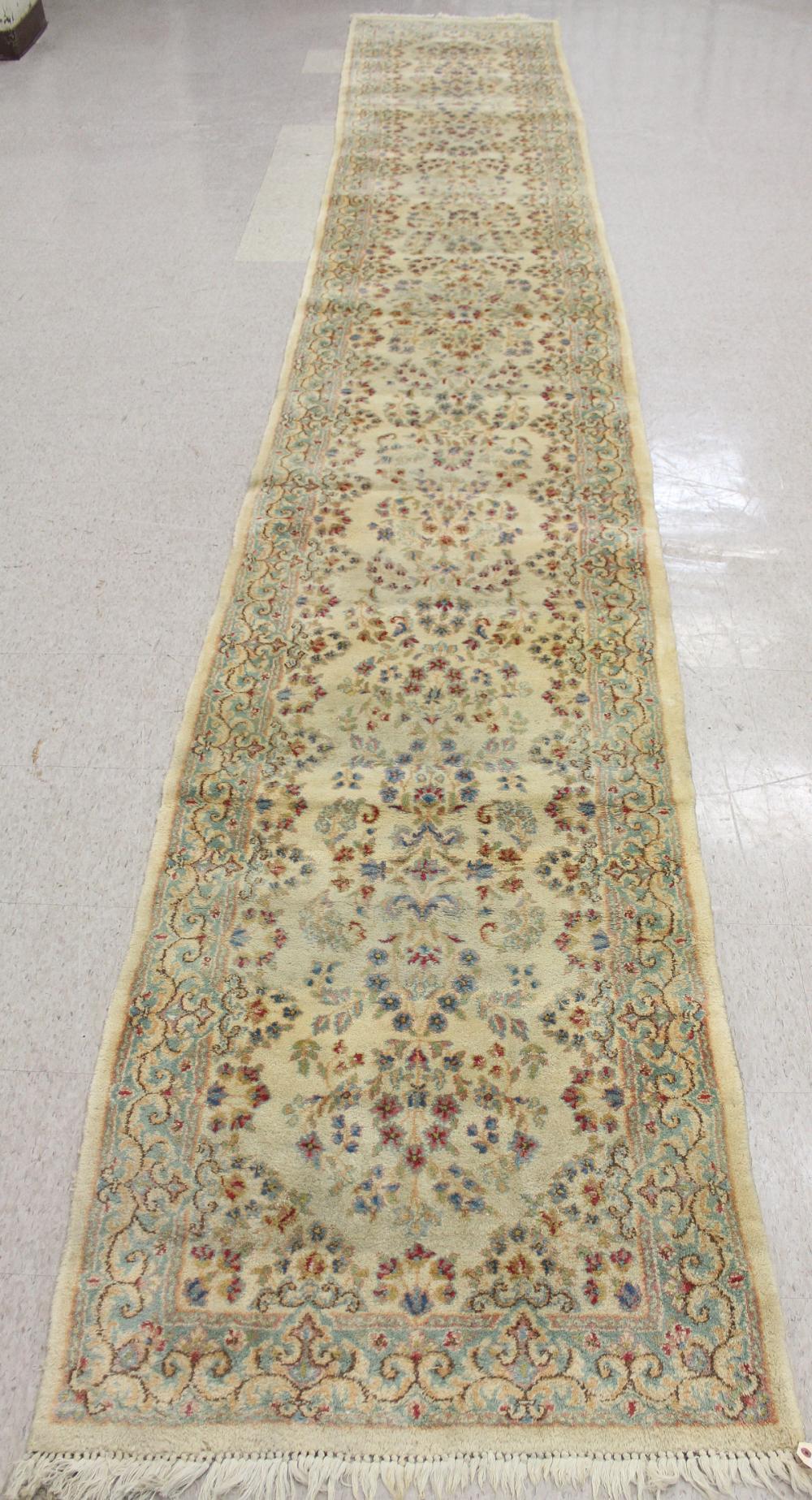 HAND KNOTTED PERSIAN KERMAN RUNNER,