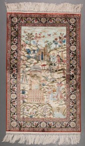 HAND KNOTTED PICTORIAL SILK RU