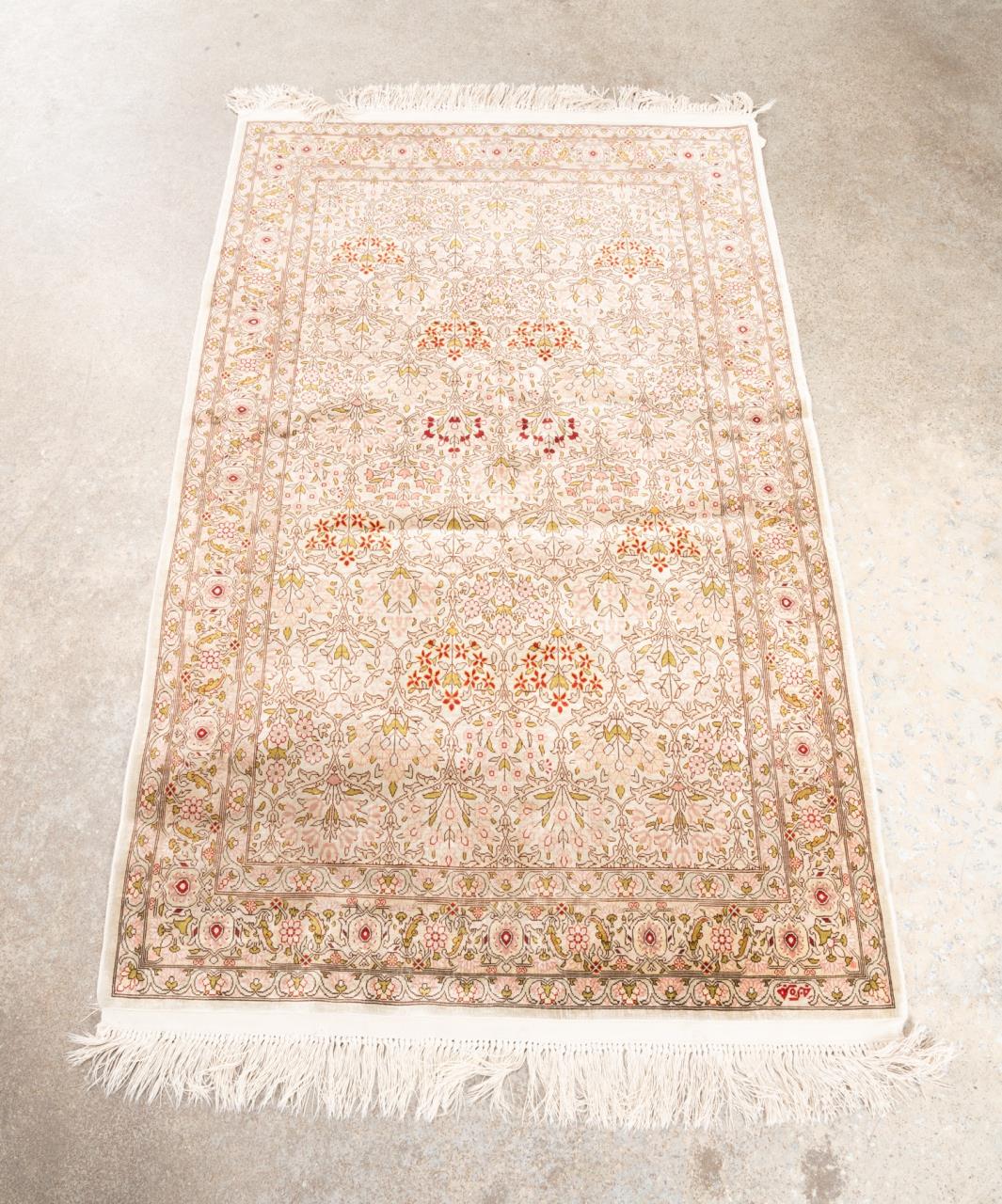 HAND KNOTTED & SIGNED FLORAL SILK