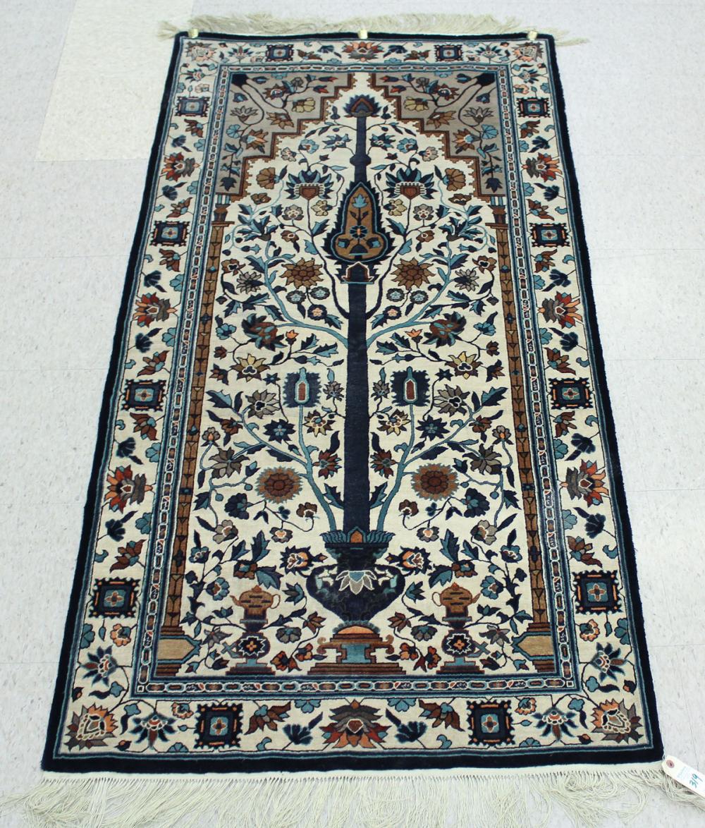 HAND KNOTTED SILK PRAYER RUG,