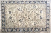 HAND KNOTTED WOOL BLUE AND CRE