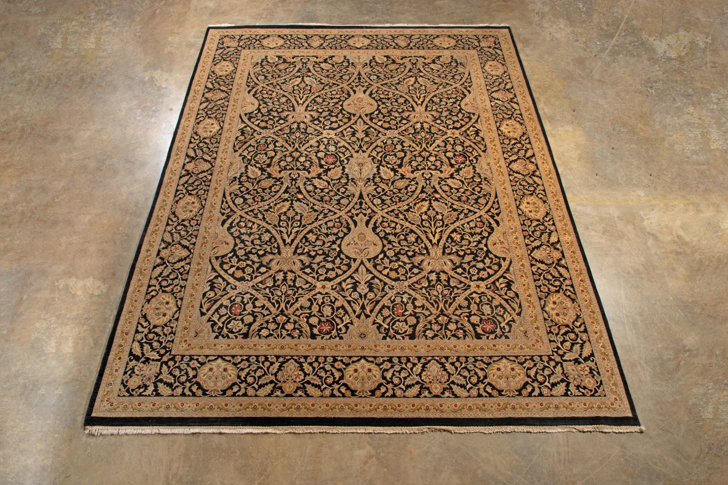 HAND KNOTTED WOOL INDO-PERSIAN RUG,