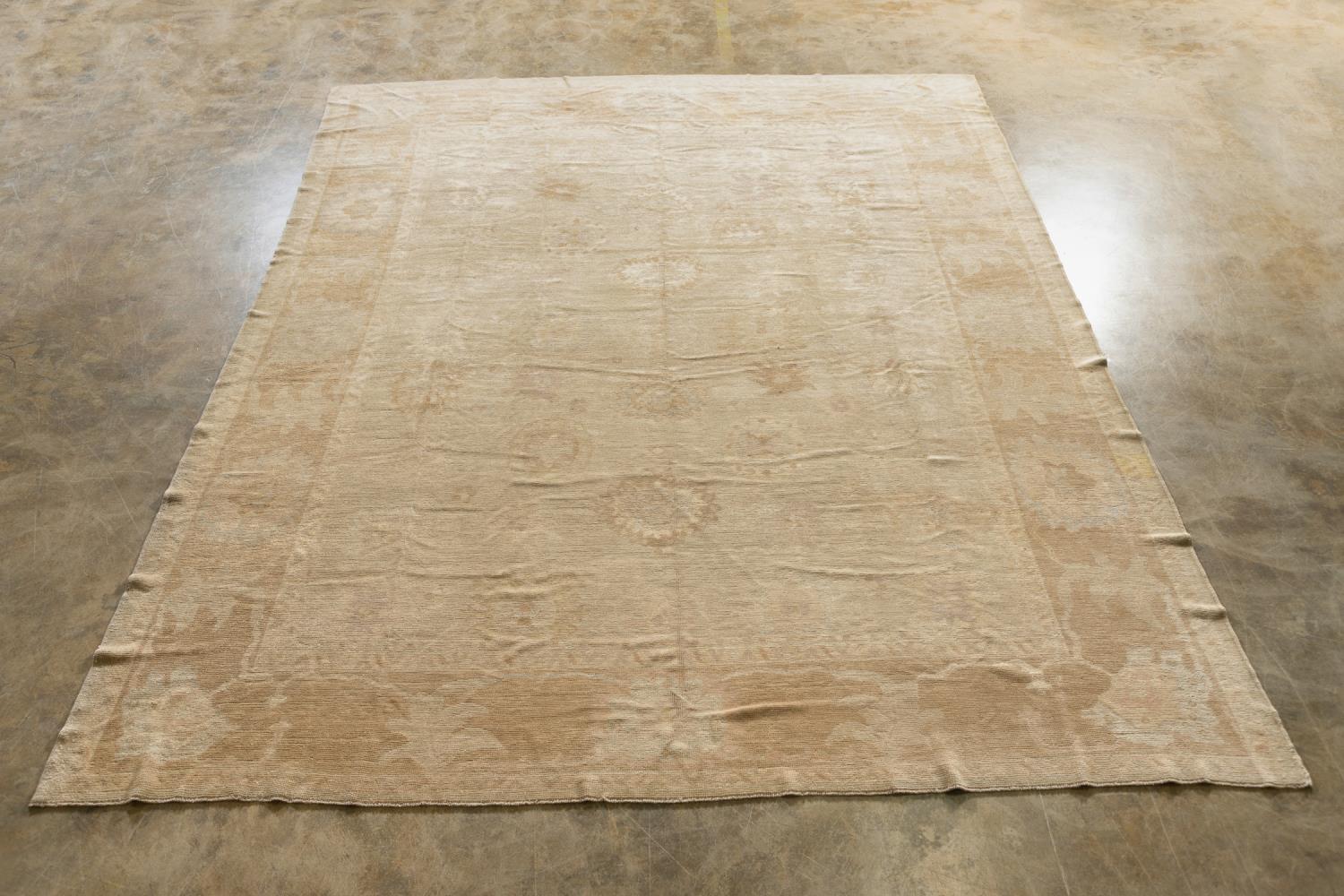 HAND KNOTTED WOOL OUSHAK CARPET, 15