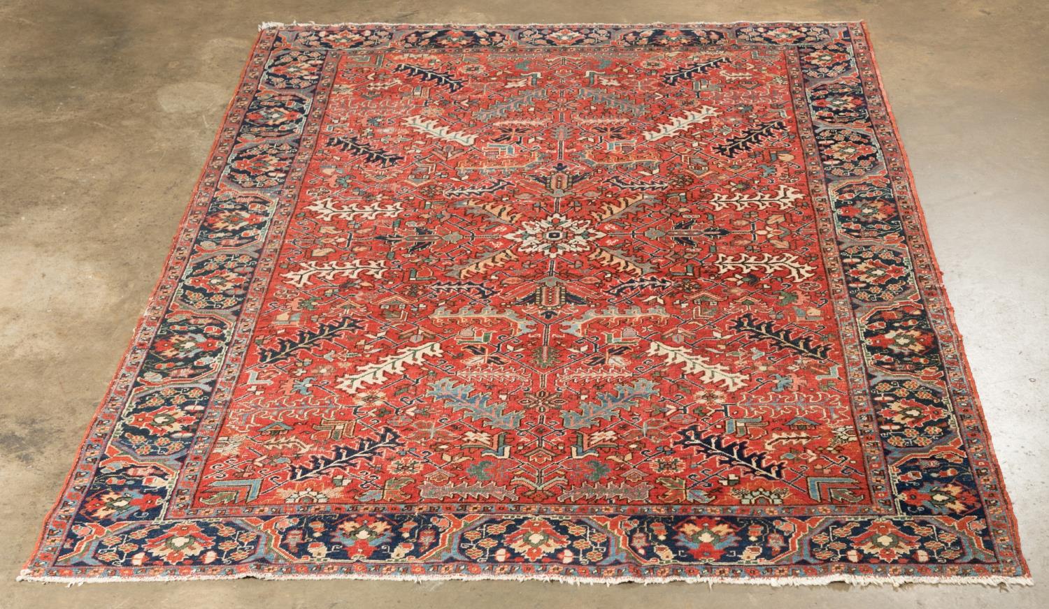 HAND KNOTTED WOOL PERSIAN HERIZ