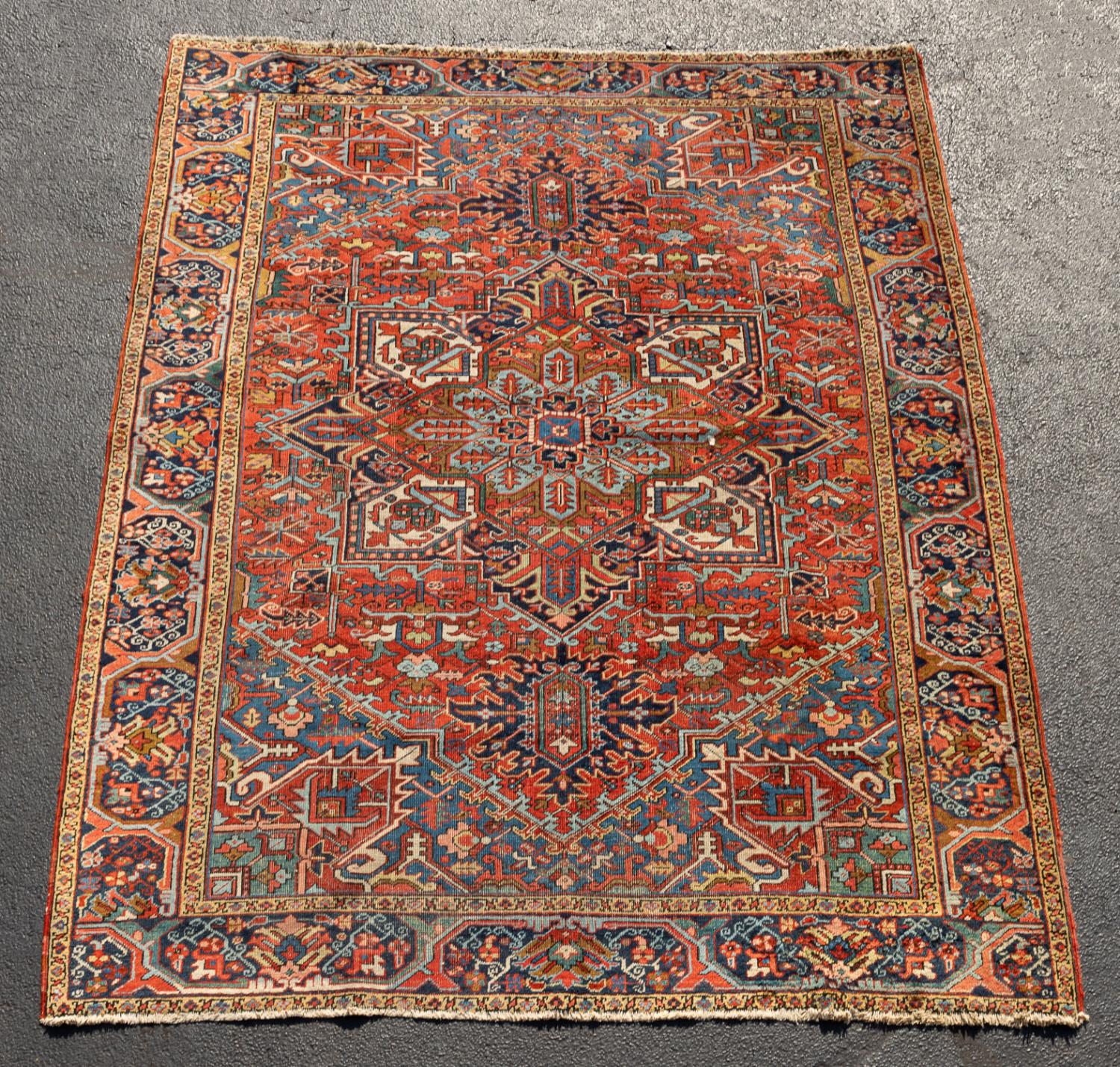 HAND KNOTTED WOOL PERSIAN HERIZ, 10