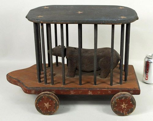 HAND MADE PAINTED WOOD CIRCUS WAGON