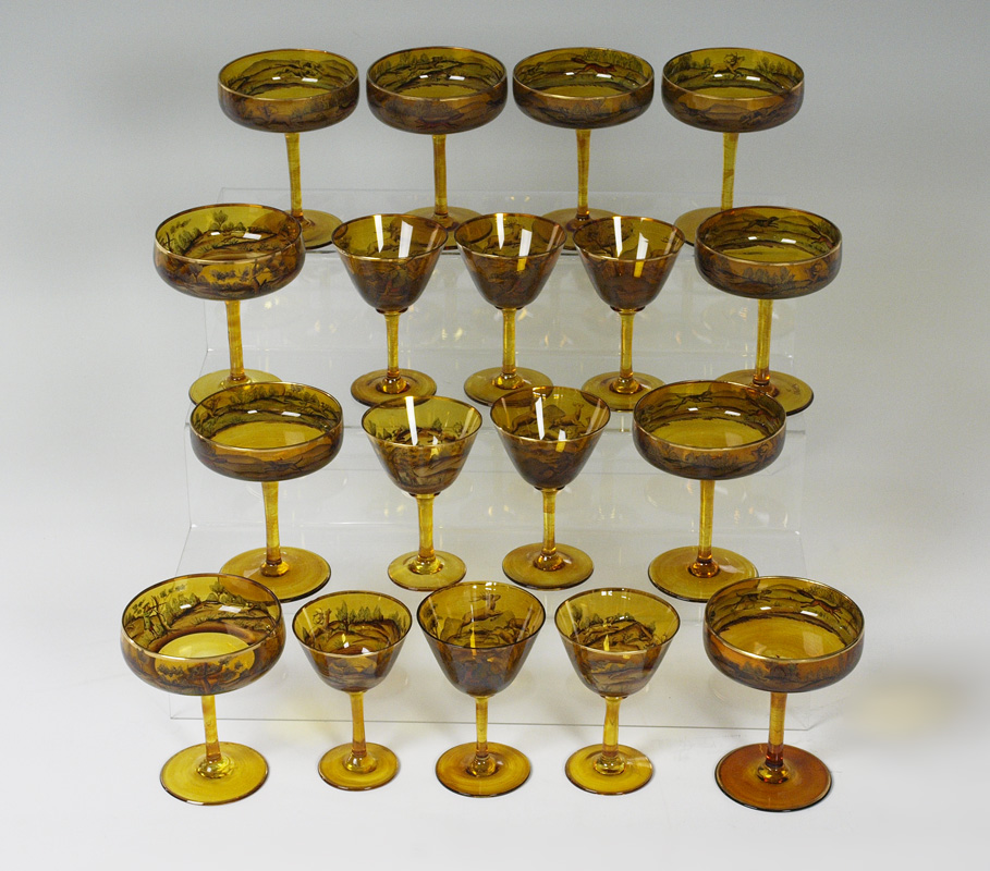 HAND PAINTED AMBER GLASS