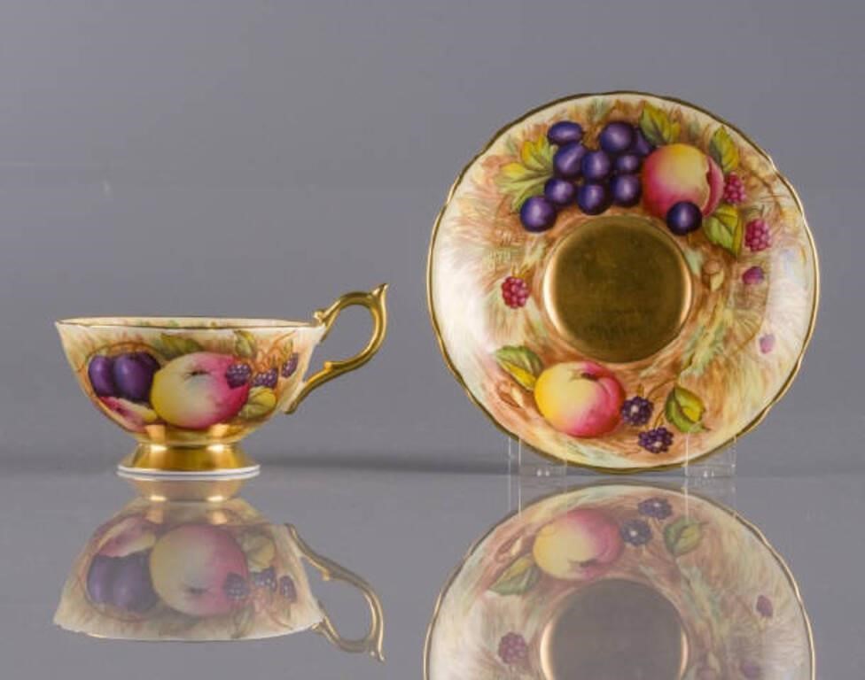 HAND-PAINTED AYSNLEY TEACUP &